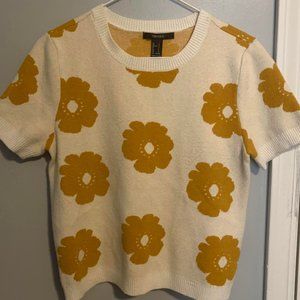 Forever 21 Yellow and Gold Floral Brushed Knit Top